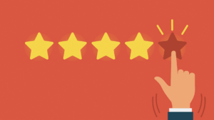 Finger points at 5 stars